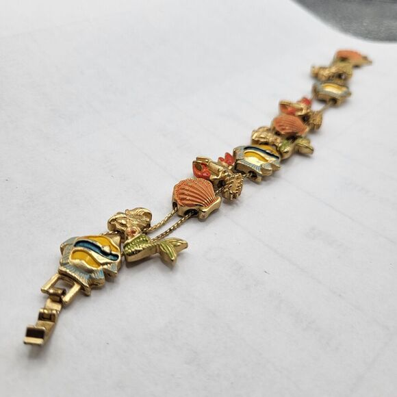 Gold Charm Mermaid Tennis Bracelet - Picture 4 of 6